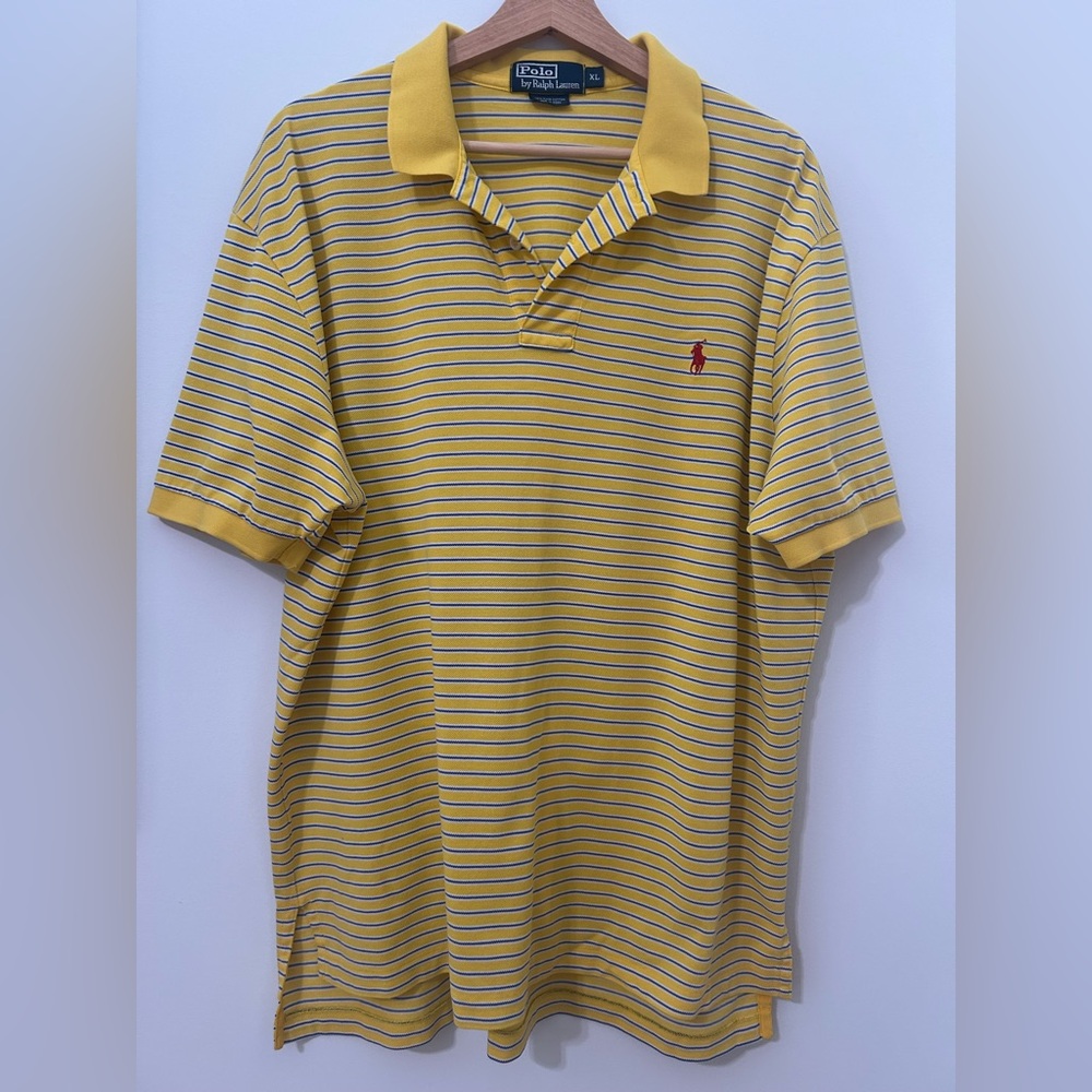Ralph Lauren Yellow and Blue Striped Polo Shirt